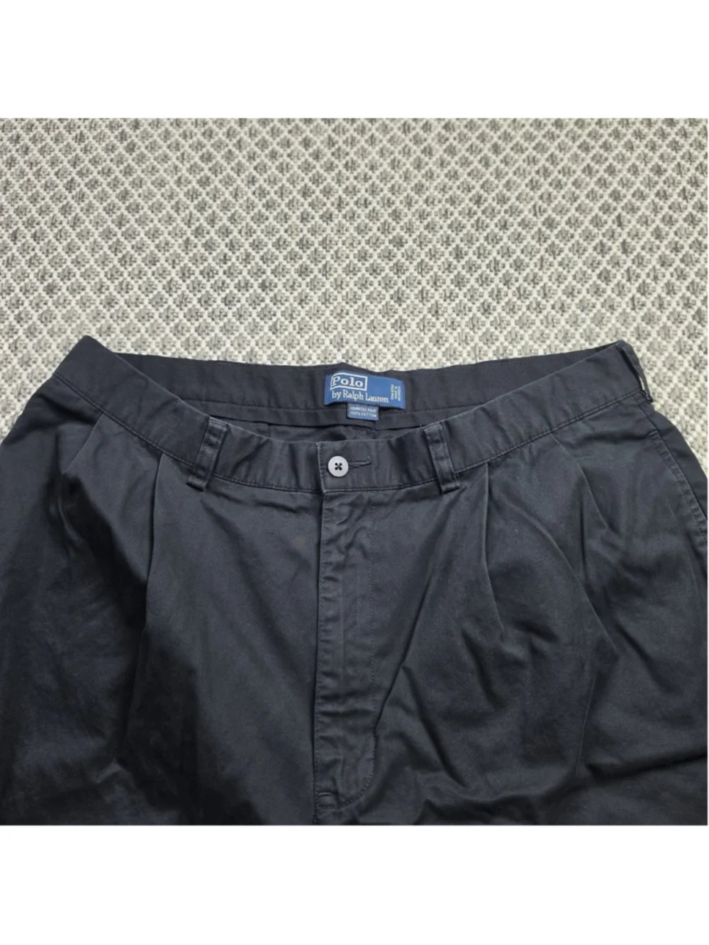 Vintage Polo Ralph Lauren Hammond Pants 36x30 Black Double Pleated Chino 90s